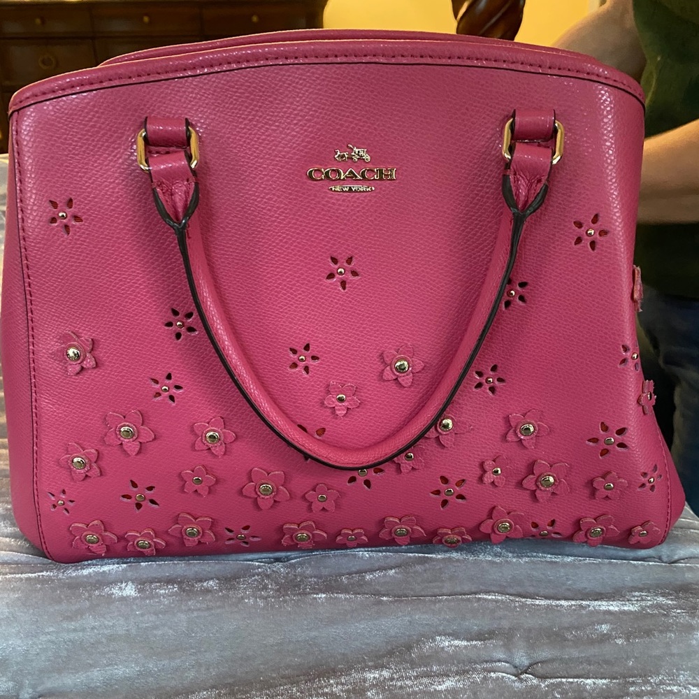 Pink Coach flower tote